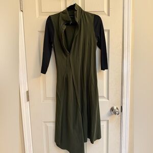 Elegant Green and Black eShakti Women's Dress